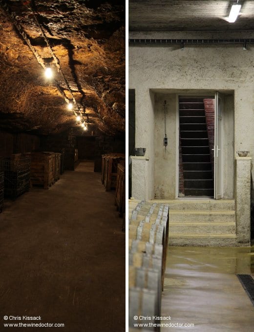 Cellars old (left) and new (right), Champalou, July 2014 Champalou
