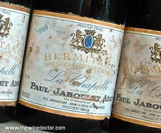 Tatty labels on Jaboulet's Hermitage La Chapelle 1998 Jaboulet Hermitage La Chapelle 1998