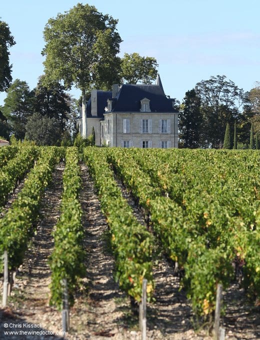 Château Pichon-Lalande as seen from the south, with a slope of vines running down to the D2, October 2012 Château Pichon-Lalande