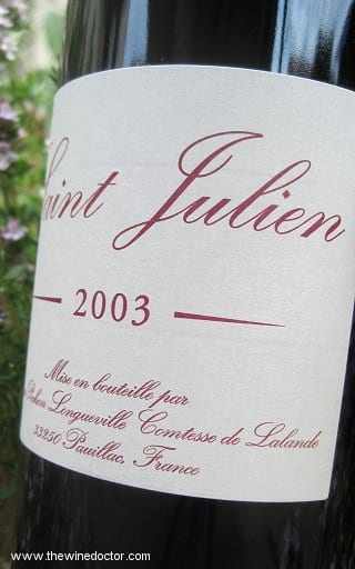 St Julien de Château Pichon-Lalande 2003 St Julien de Chateau Pichon-Lalande 2003