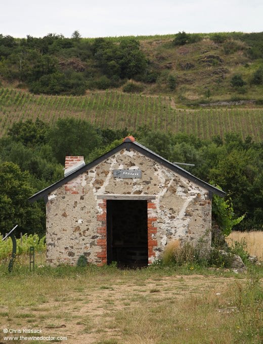 The logis in the Gordonne parcel, with the slopes of Les Treilles behind, July 2014 Pithon-Paillé