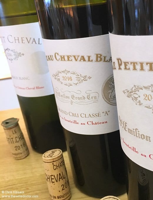 The wines of Château Cheval Blanc, including Le Petit Cheval Blanc, December 2018 Bordeaux 2016