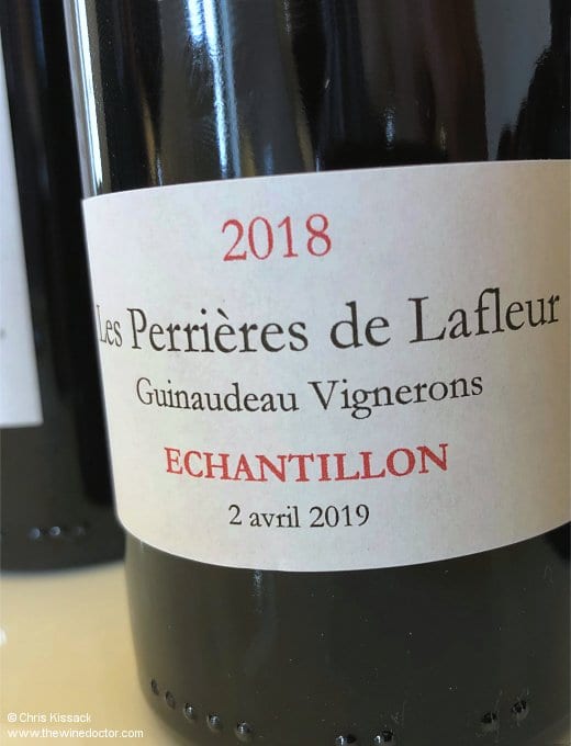Les Perrières de Lafleur, from the Guinaudeau family, April 2019 Bordeaux 2018
