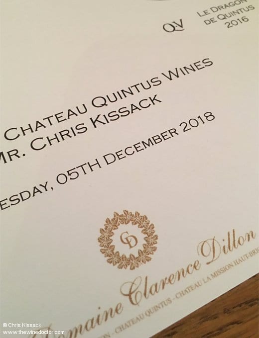 Tasting sheet, Château Quintus, December 2016 St Emilion 2016