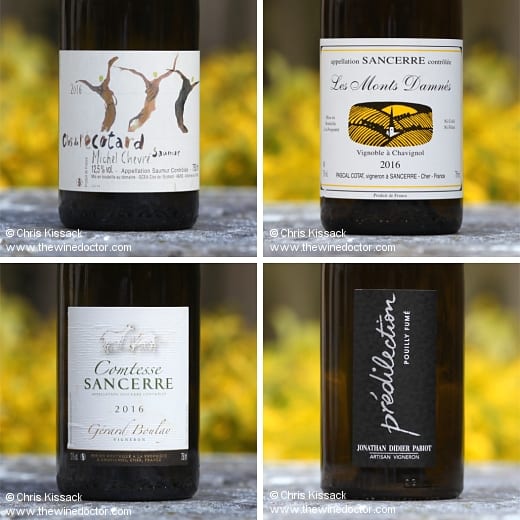 Loire 2016 labels, from Michel Chèvre, Pascal Cotat, Géard Boulay & Jonathan Pabiot Loire 2016