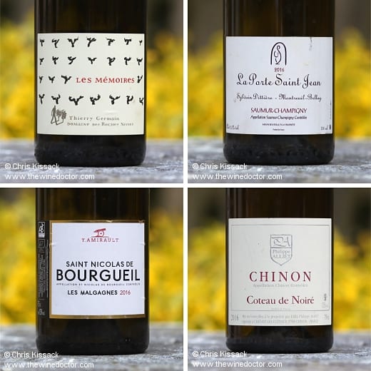 Loire 2016 labels, from Thierry Germain, La Porte Saint Jean, Yannick Amirault and Philippe Alliet Loire 2016