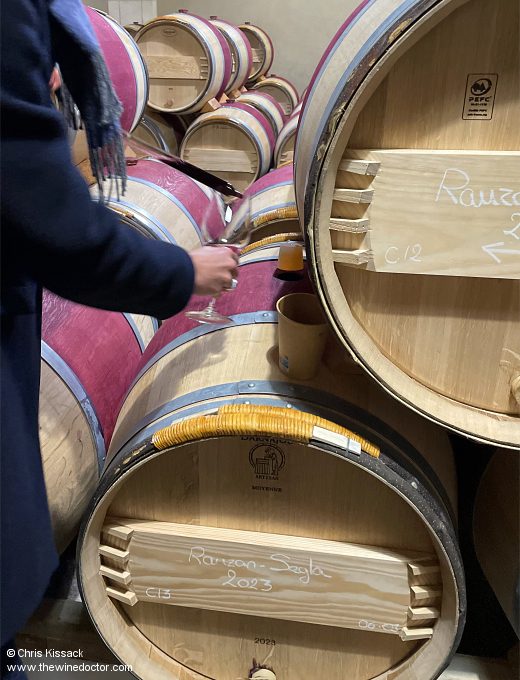 A true barrel sample at Château Rauzan-Ségla, April 2024 Bordeaux 2023