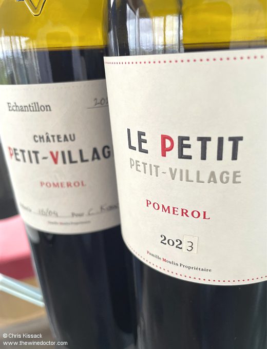 The Château Petit Village labels, at the 2023 primeurs, April 2024 Château Petit Village