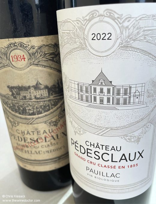 The new Château Pédesclaux evokes the labels of the 1930s, pictured January 2024 Château Pédesclaux