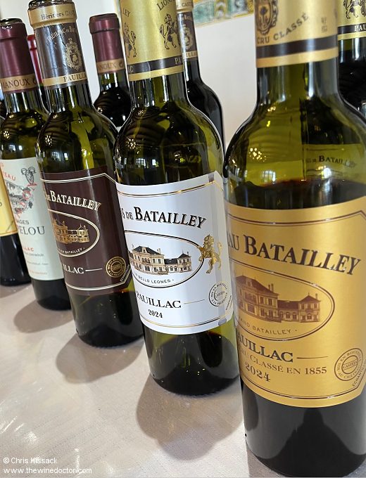 The 2024 sample labels, Batailley, April 2025 Bordeaux 2024
