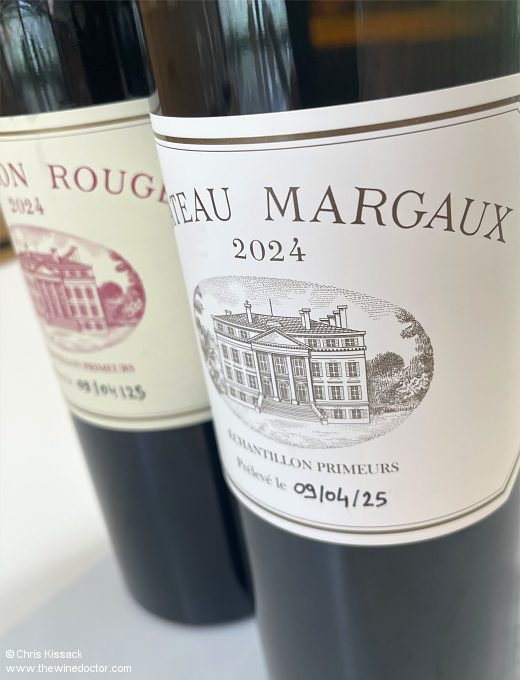 The 2024 sample labels, Château Margaux, April 2025 Bordeaux 2024