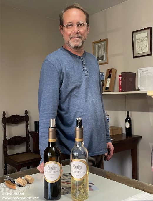 Frédéric Soual and barrel samples, April 2025 Bordeaux 2024