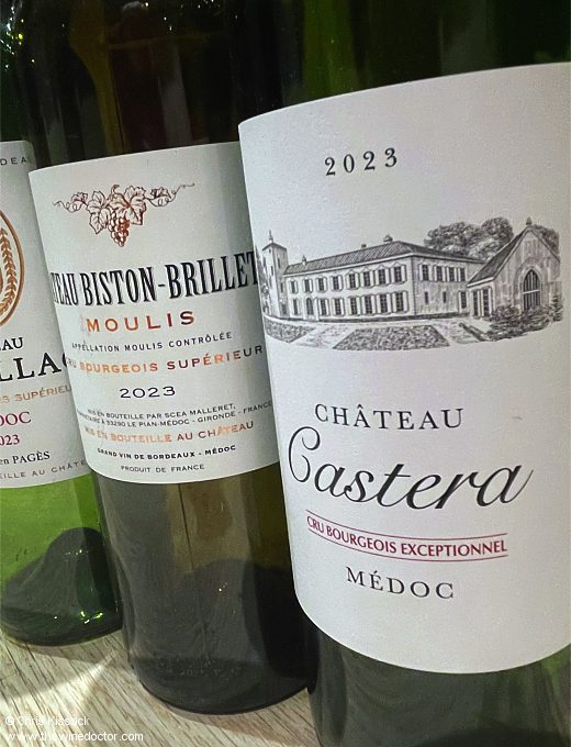 Bordeaux 2023; Castera, Biston-Brillette, Noaillac, tasted December 2025 Bordeaux 2023