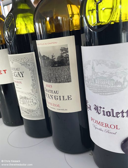 Bordeaux 2023; La Violette, L'Évangile, Le Gay and Clinet, tasted December 2025 Bordeaux 2023
