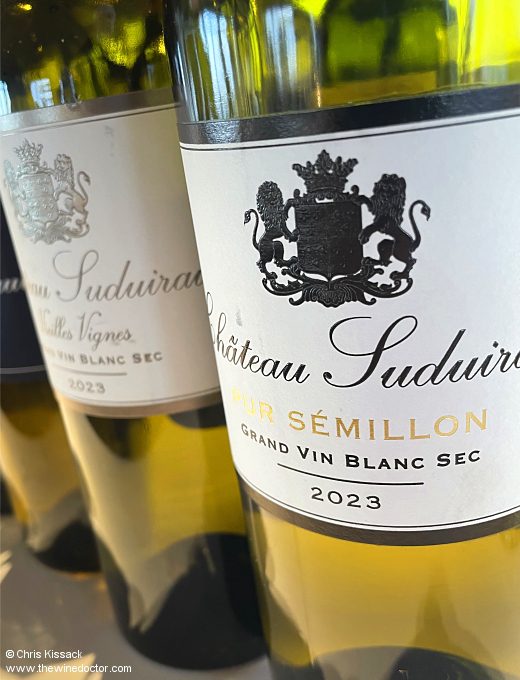 Bordeaux 2023; the Suduiraut dry whites, tasted December 2025 Bordeaux 2023