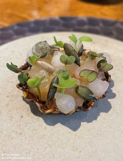 Toasted seed, salted mullet, fermented goosebery, woodruff L'Enclume