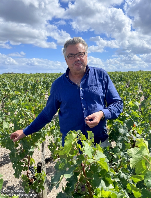Edouard Siran tasting grapes, Château Siran, August 2025 Château Siran